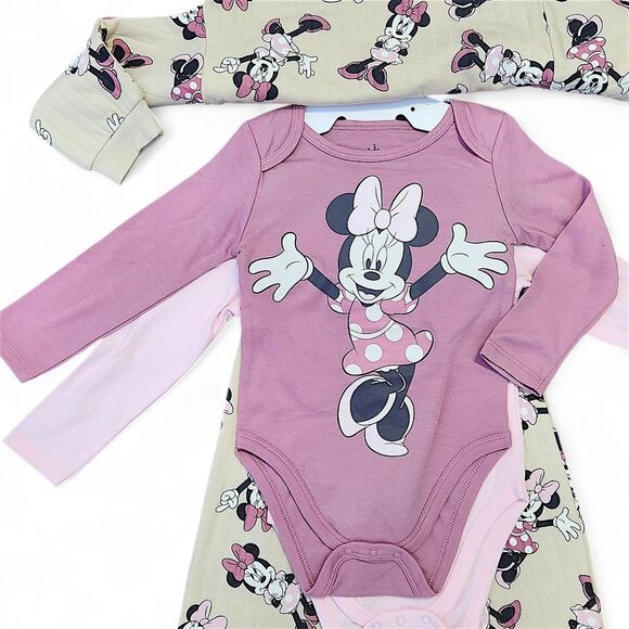 Disney Other - Disney Baby Minnie Mouse 4-Piece Bodysuits Long Sleeve Top Pant Set Kid 24 Month
